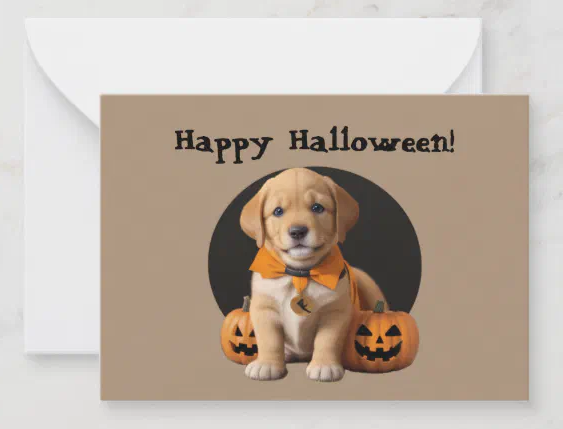 Lab Puppy Halloween Card